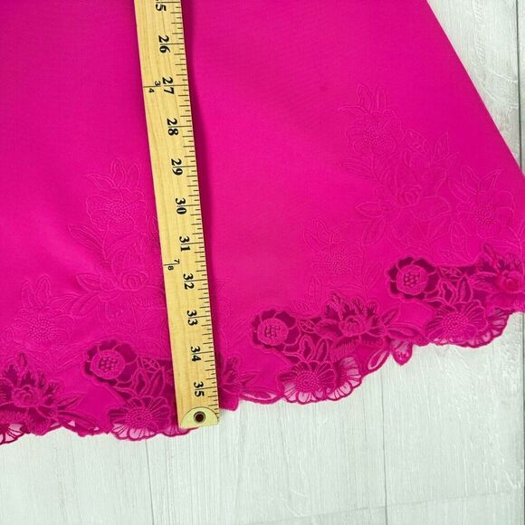 Ted Baker Zaffron Embroidered Skater Dress US Sz 6 Fuchsia Pink Ruffle Fit Flare - Picture 16 of 16